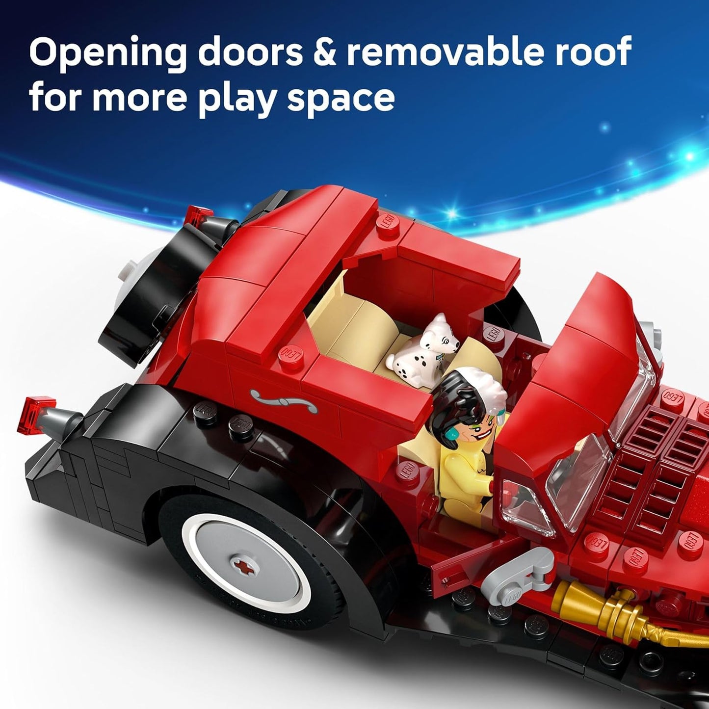 LEGO Disney Cruella De Vil’s Car Building Toy - 101 Dalmations Pretend Play Vehicle Building Set