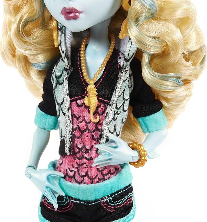 Monster High™ Lagoona Blue Reproduction Doll (10.5 in) Wearing Original Fashion & Shoes, with Pet, Doll Stand & Accessories, Gift for Collectors