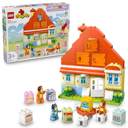 LEGO DUPLO Bluey: Bluey’s Family House with Memory Game Interactive Toy 10459 Building Toy