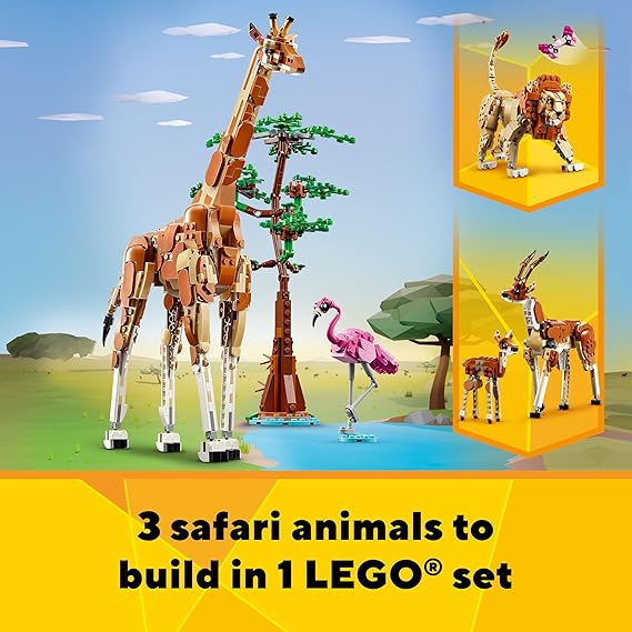 LEGO Creator Wild Safari Animals Set, Giraffe, Gazelles and Lion 31150