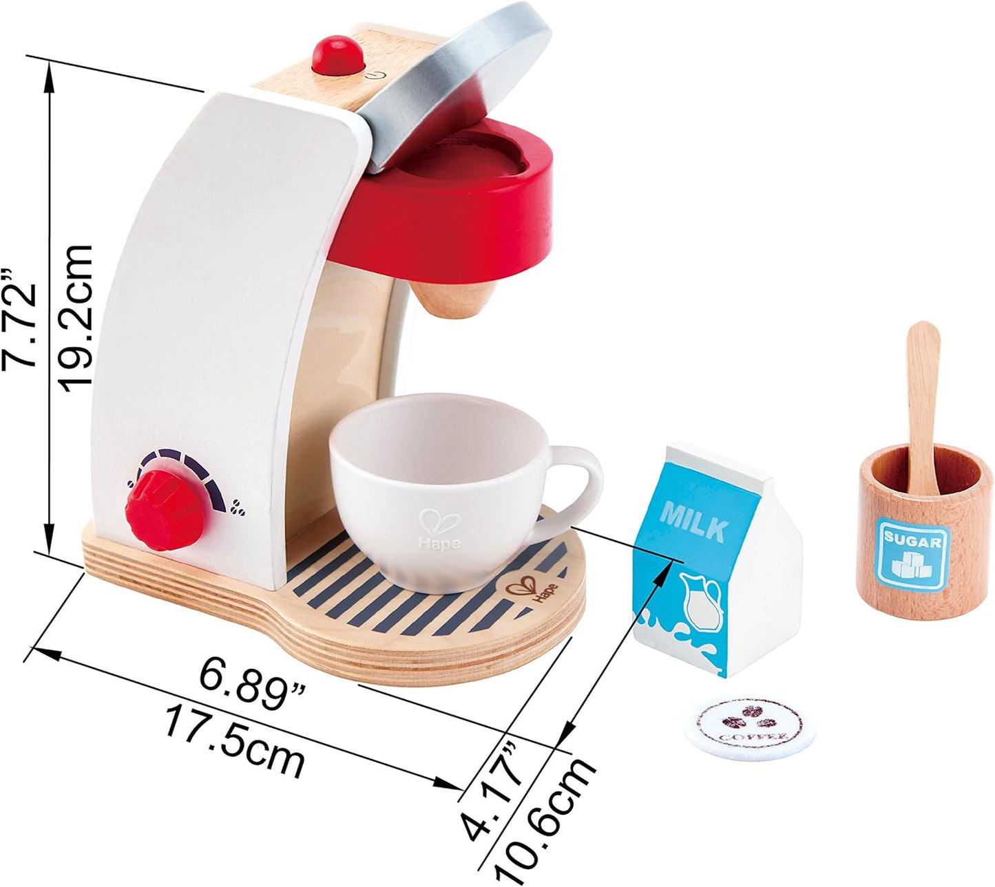 Hape Wooden White Coffee Maker Kitchen Set