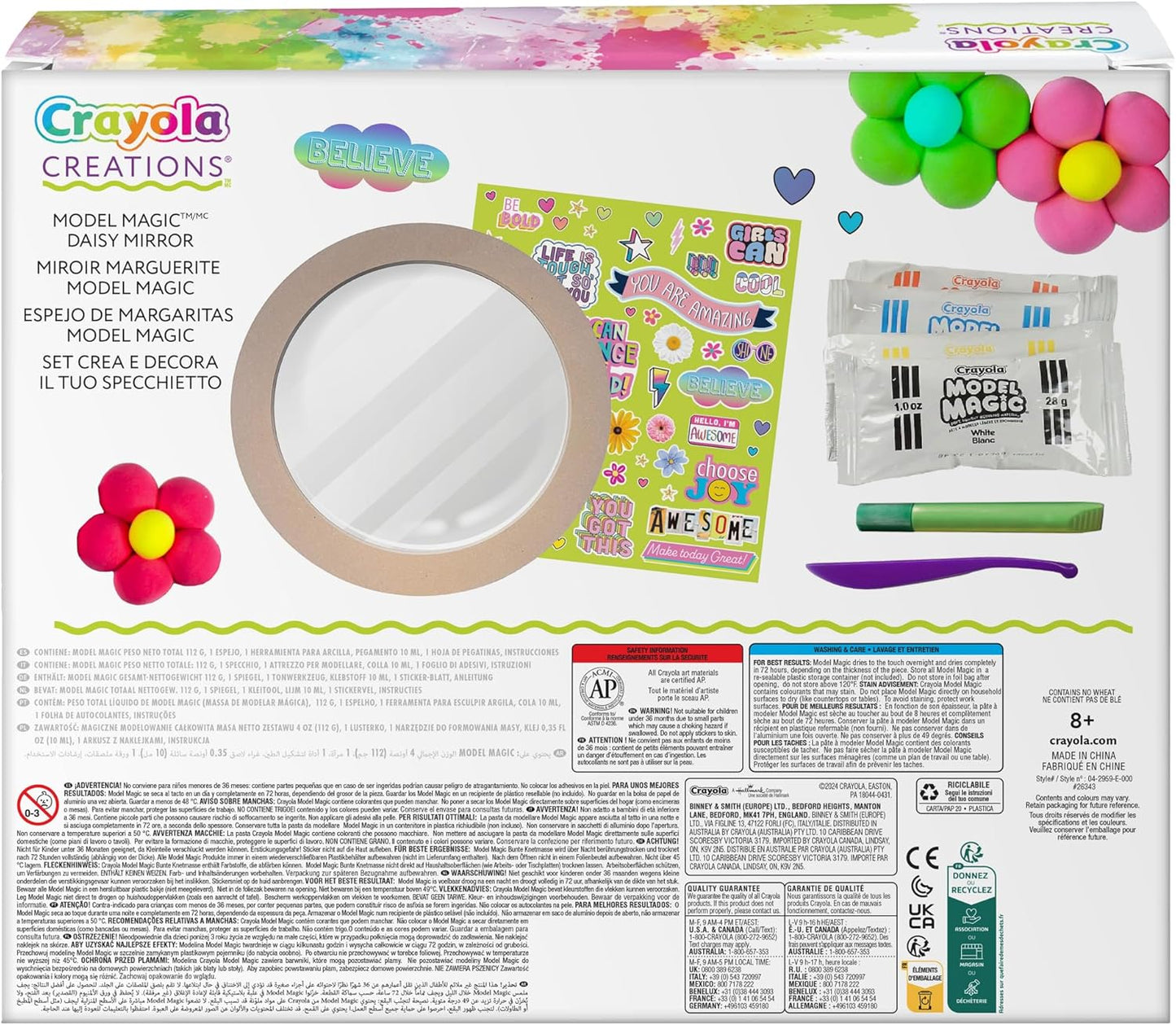 Crayola Creations Model Magic Daisy Mirror Kit for 8+ Years, DIY Kit for Kids, Gift