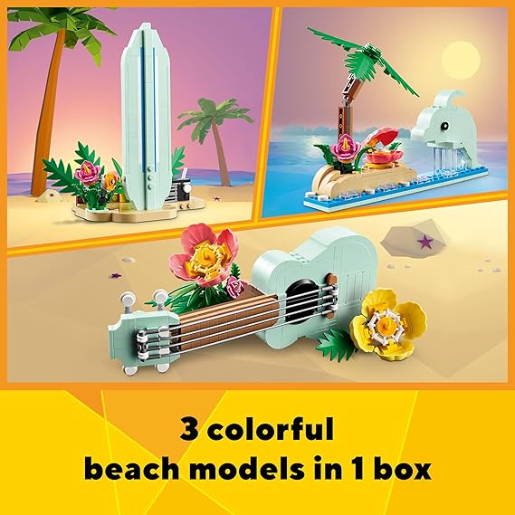 LEGO Creator Tropical Ukulele Set with Surfboard and Dolphin Toy 31156