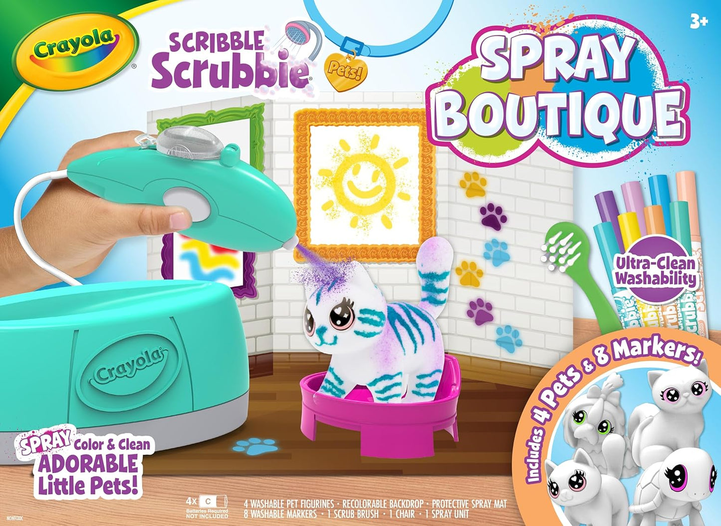 Crayola Scribble Scrubbie Pets Spray Boutique, Airbrush Art Set for Kids