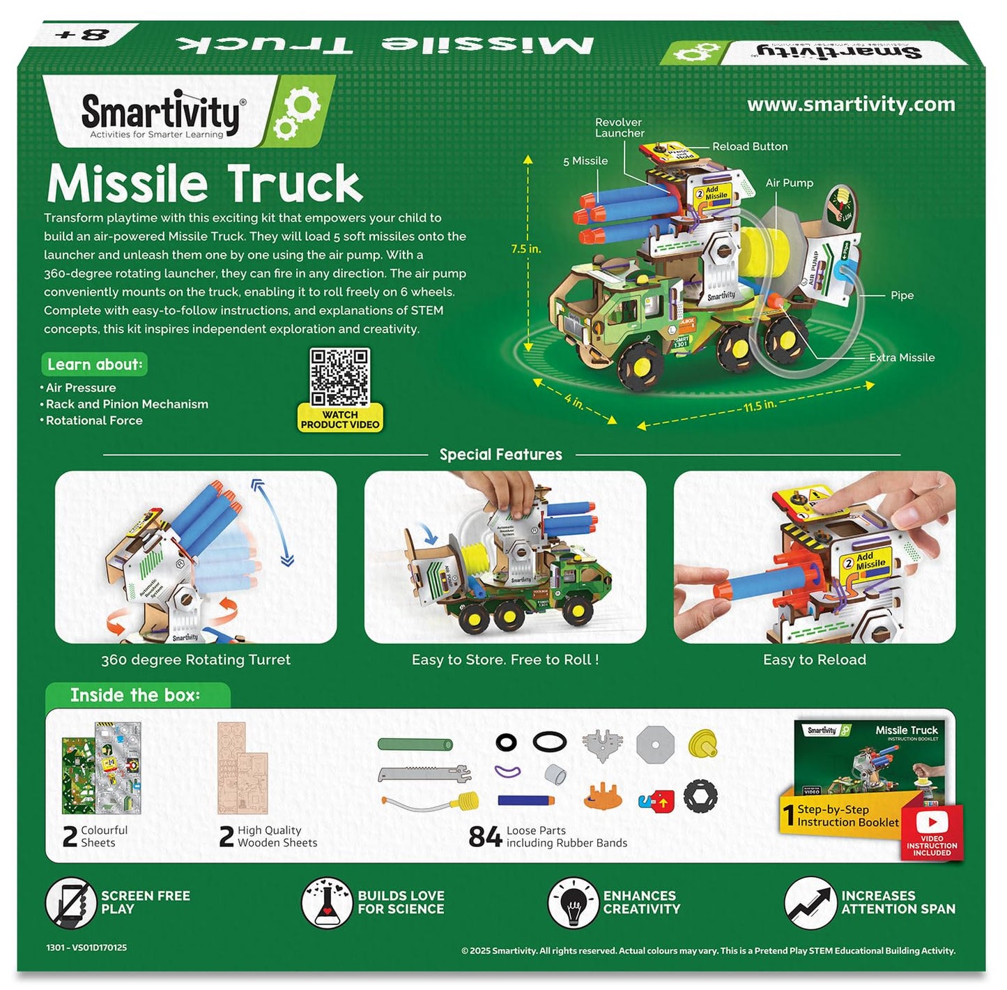 Smartivity DIY Military Vehicle for Kids 8-14 Years | Army Truck with Air Powered - Missle Launch System | Birthday Gift for Boys & Girls | I STEM Toy for 8,9,10,11,12,13,14 Years(PACK OF 6)