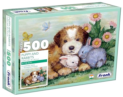 Frank Puppy and Rabbits 500 Piece Jigsaw Puzzle for Adults