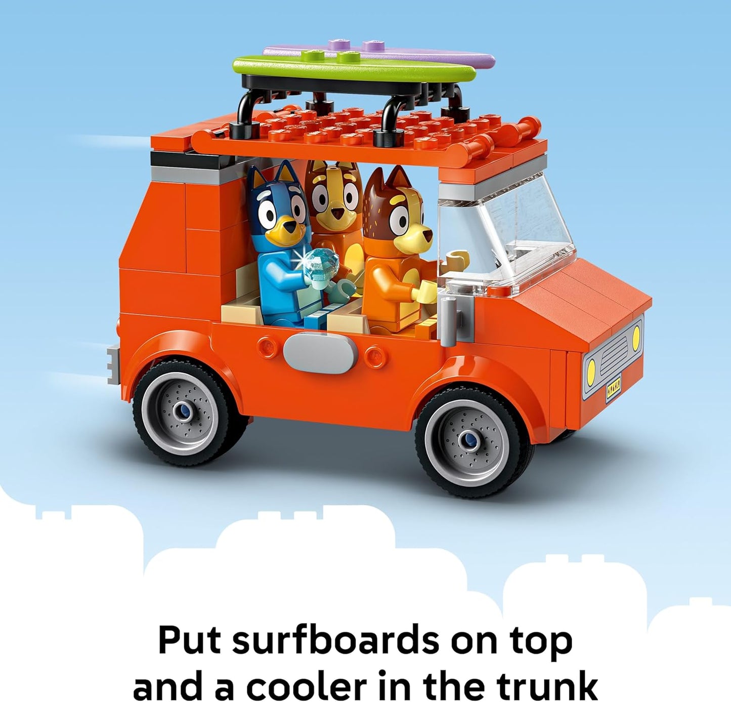 LEGO Bluey: Bluey’s Beach & Family Car Trip - Toddler Learning Toy for Kids 4+ - Includes Bluey, Bingo, and Mum Minifigures