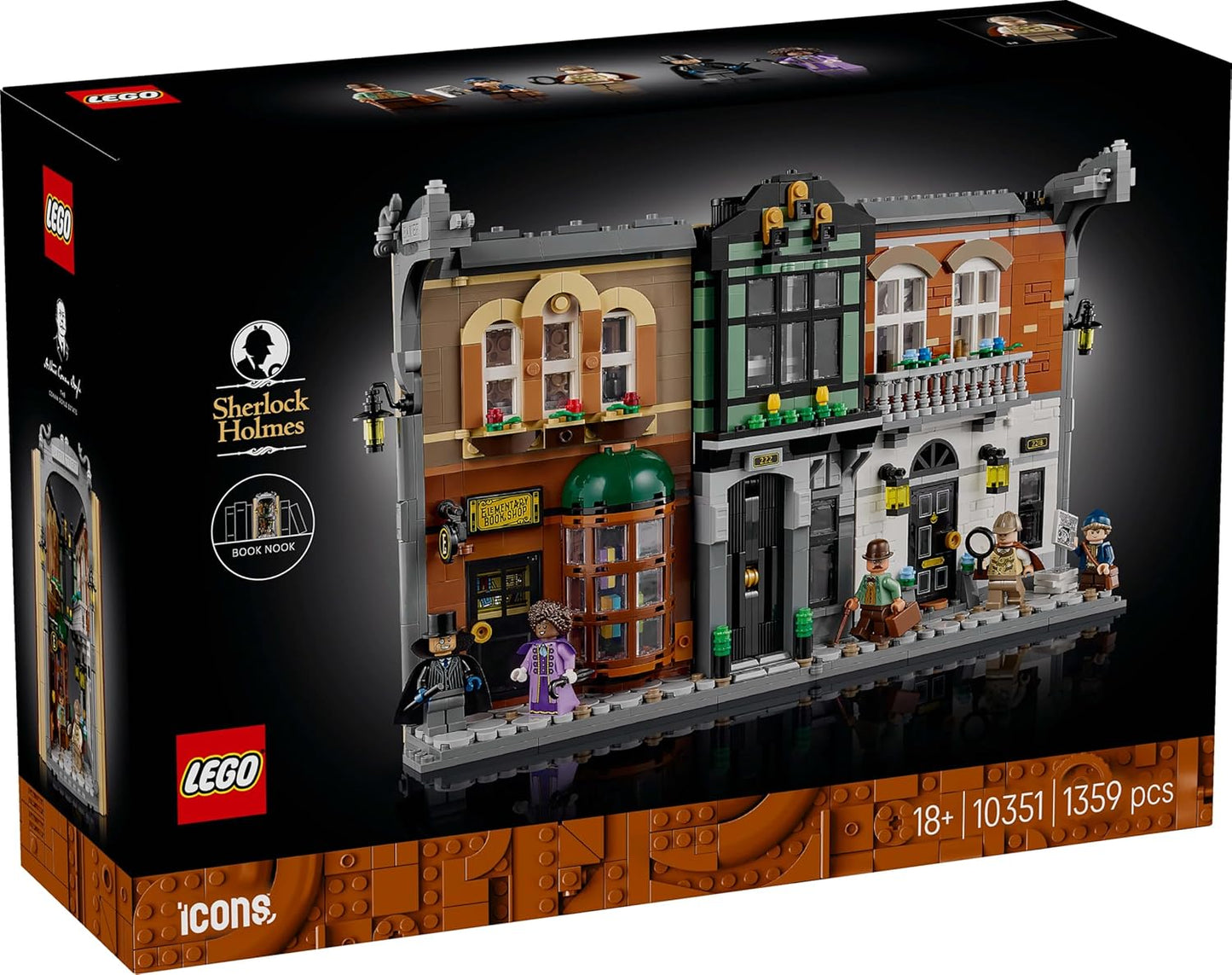 LEGO Icons Sherlock Holmes: Book Nook Kit, Bookshelf Décor Building Set 10351 Building Blocks