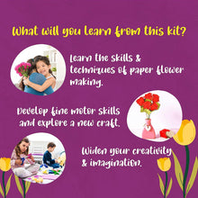 Kalakaram Paper Flower Making Kit, Make 5 RED Beautiful Paper Flower, DIY Paper Craft Kit for Girls, Birthday Gift for Girls, Art and Craft Kit, Paper Flower Tools and Supply Box, Hobby Craft Kit