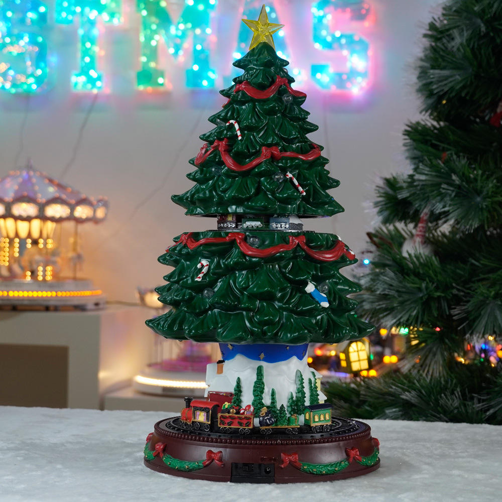 Christmas Tree Showpiece with Moving Train, Music & Up-Down Motion – Festive Centerpiece