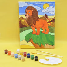 Kalakaram Canvas Painting Kit with Printed Canvas Board, Paints and Brushes (Glorious Lion)