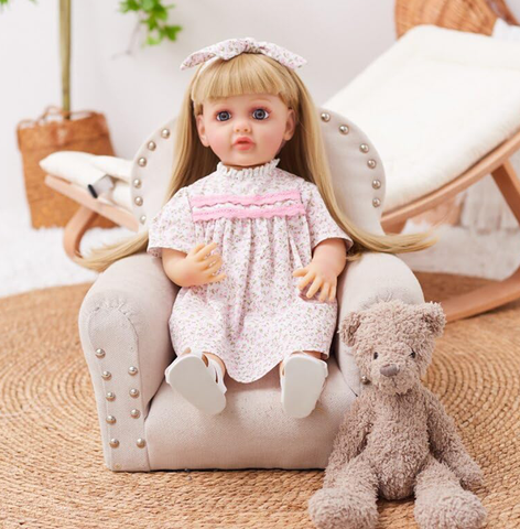 Toys Uncle Reborn Baby Doll Girl 22 Inch Soft Lifelike Girl Doll, Silicone Realistic Baby Doll BELLA