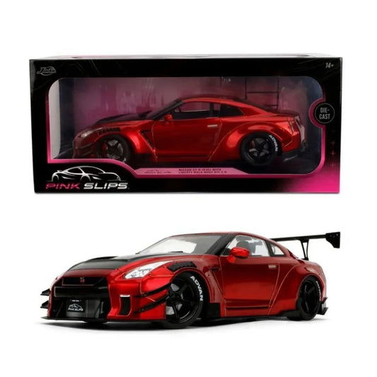 Jada Toys Pink Slips Nissan GT-R R35 LB Kit 1.5 Red & Black 1:18 Diecast Model Car
