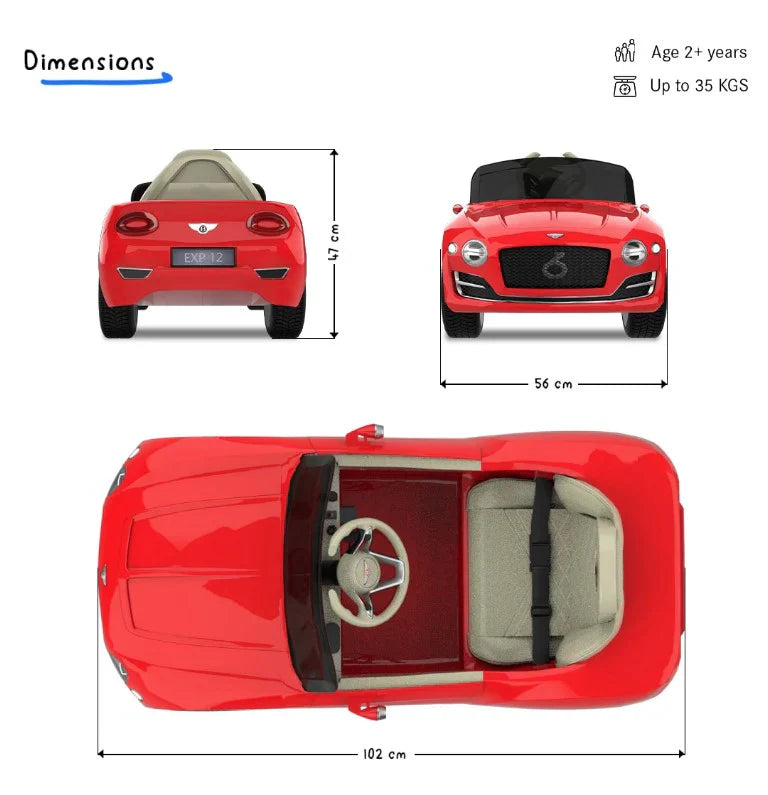 EMotorad: BENTLEY Ride-On Car for Kids-(Red)