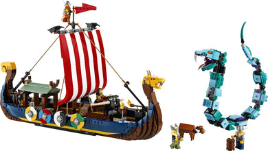 LEGO Creator 3in1 Viking Ship&The Midgard Serpent 31132 Building Kit (1,192 Pcs),Multicolor