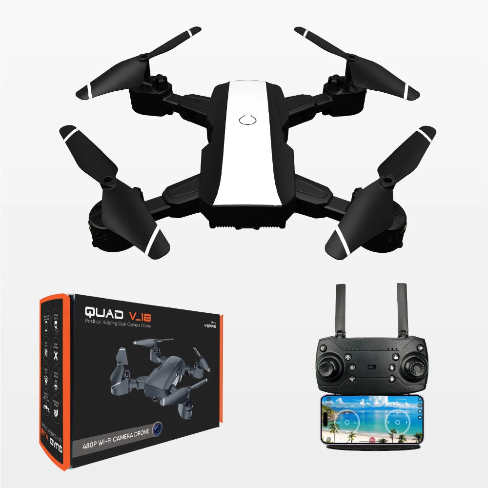 Electrobotic Quad V18 Dual Camera | Position Locking Drone- White