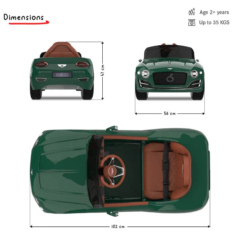EMotorad: BENTLEY Ride-On Car for Kids-(Green)