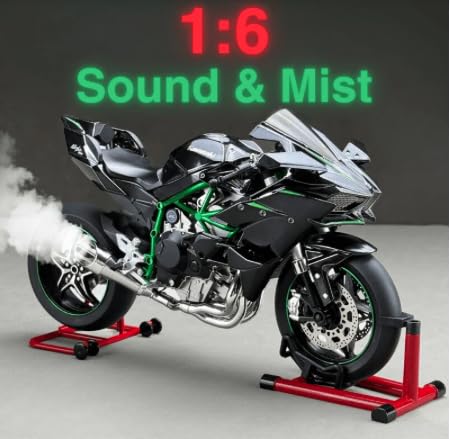 Metal Kawasaki H2R Model with Smoke and Light 1:6 Scale, Black