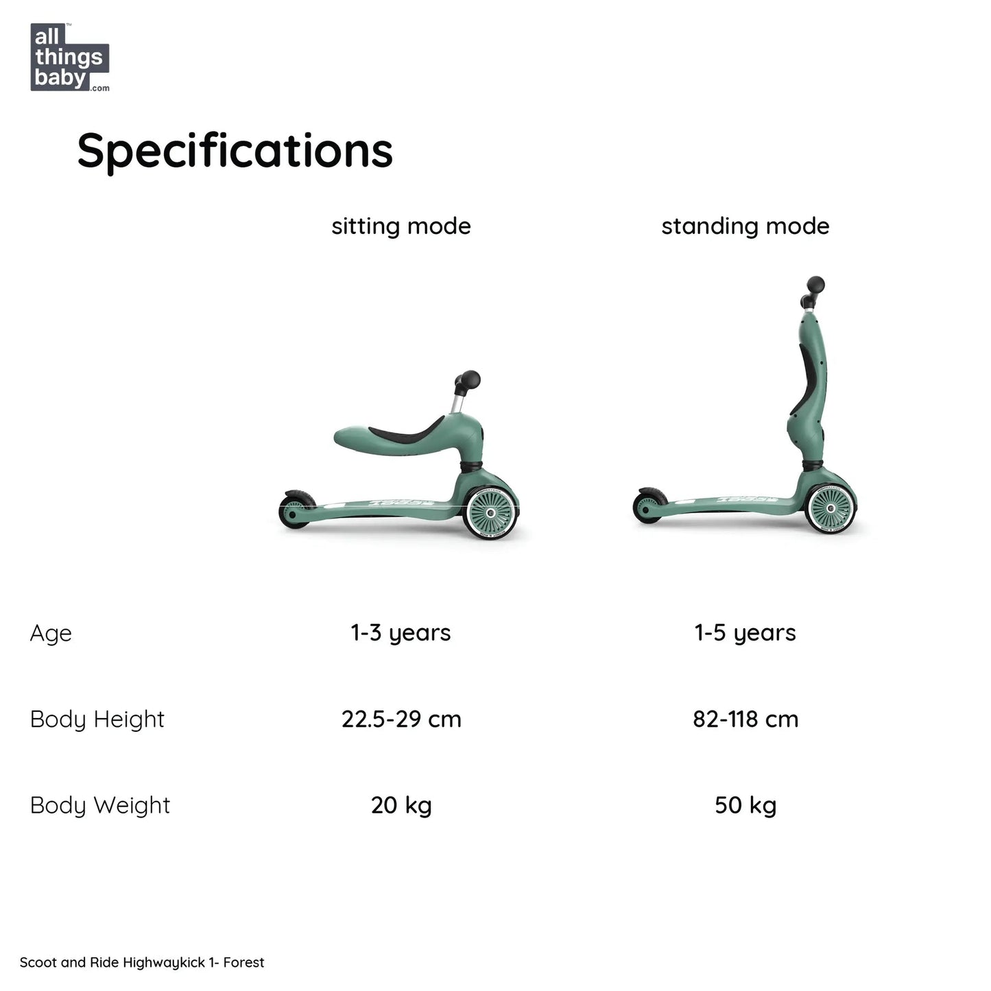 Scoot and Ride Highwaykick 1 , Scooter For Kids - Forest