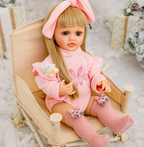 Toys Uncle Reborn Baby Doll Girl 22 Inch Soft Lifelike Girl Doll, Silicone Realistic Baby Doll MADISON