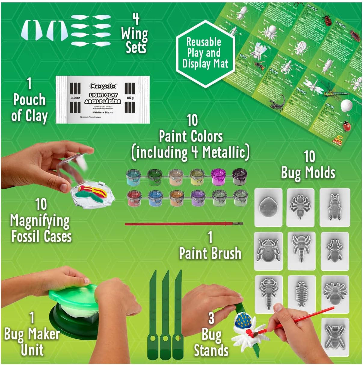 Crayola Metallic Clay Art Kit with Paints, Fossil Molds