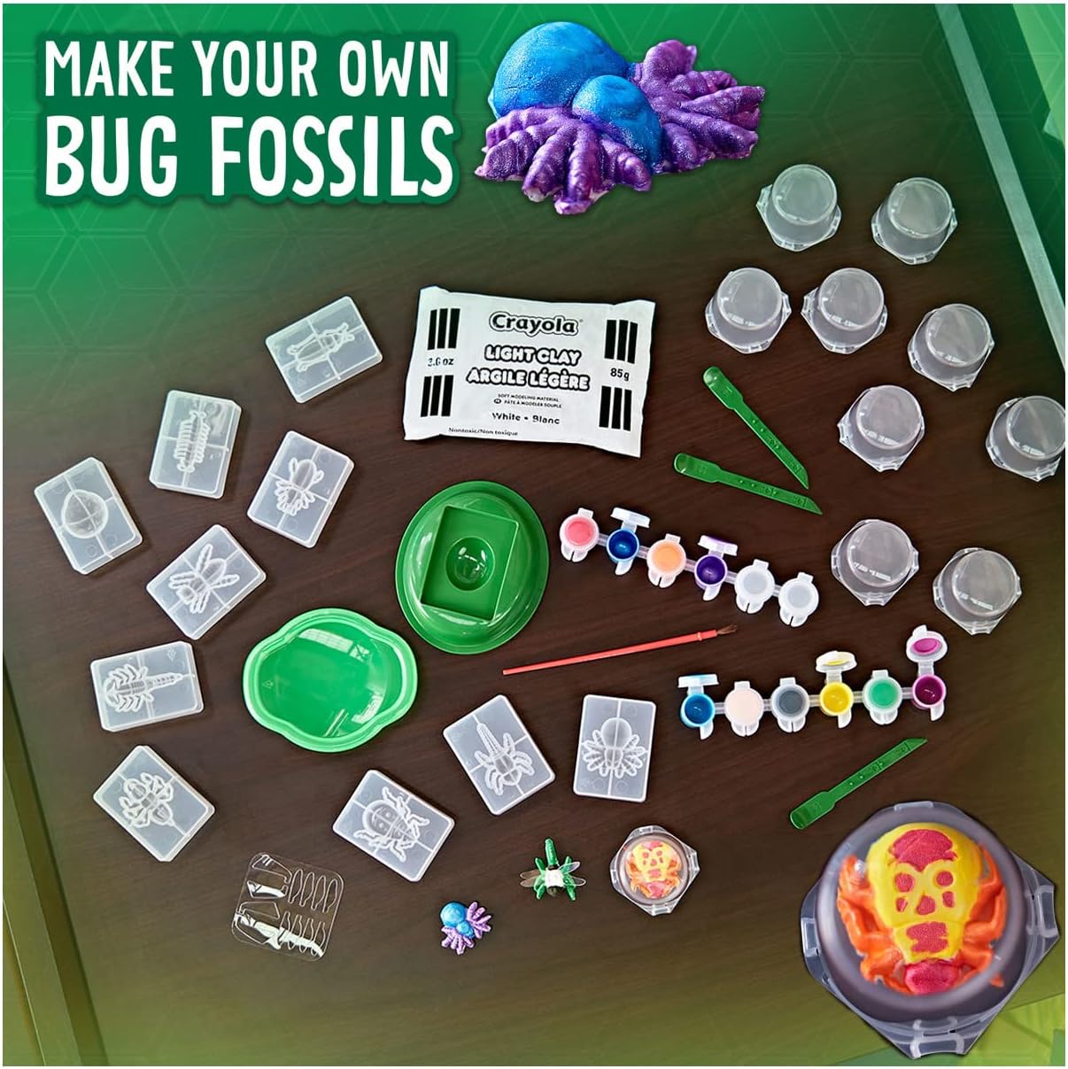 Crayola Metallic Clay Art Kit with Paints, Fossil Molds