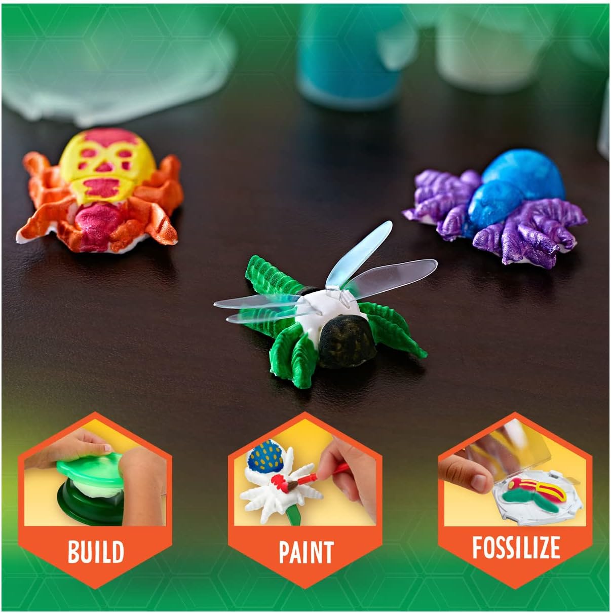 Crayola Metallic Clay Art Kit with Paints, Fossil Molds