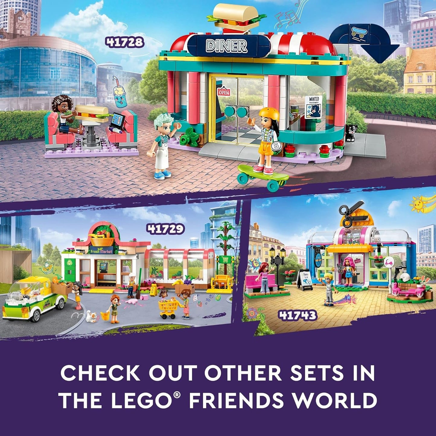 LEGO Friends Heartlake Downtown Diner 41728 Building Toy Set (346 Pieces), Multi Color
