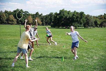 DoUPlay Bamzball Game, for Backyard, Beach & Tailgating, for 4-12 Players, Kids, Teens and Adults, Basketball Meets Wizard Theme, 2 Balls, Pole, Ring, 4 Cones & Travel Bag