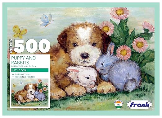 Frank Puppy and Rabbits 500 Piece Jigsaw Puzzle for Adults