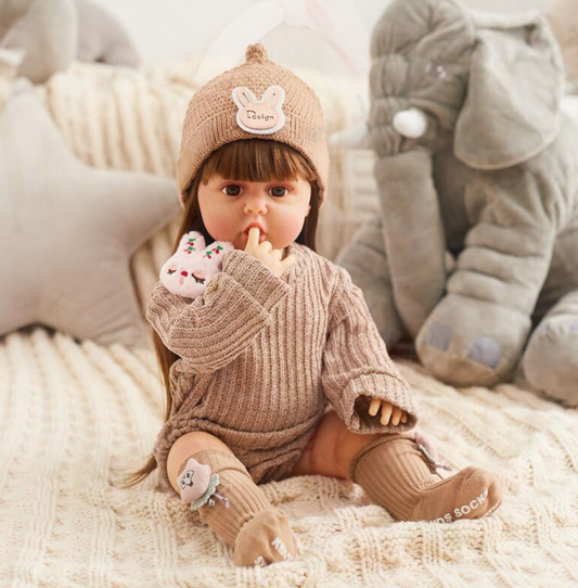 Toys Uncle Reborn Baby Doll Girl 22 Inch Soft Lifelike Girl Doll, Silicone Realistic Baby Doll Scarlett