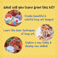 Kalakaram Hoop Art Embroidery Kit for Kids and Adults, Easy to Make 3 Hoop Art Designs, Embroidery Kit for Beginners, DIY Craft Kit for Girls, Embroidery Kit for Girls with 3 Design Templates