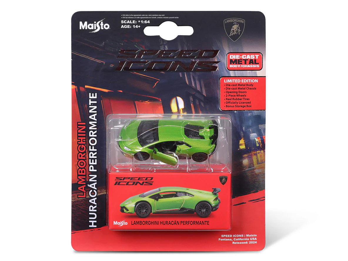 Maisto 1:64 Lamborghini Huracan Performante – Green | Licensed Diecast Supercar Model