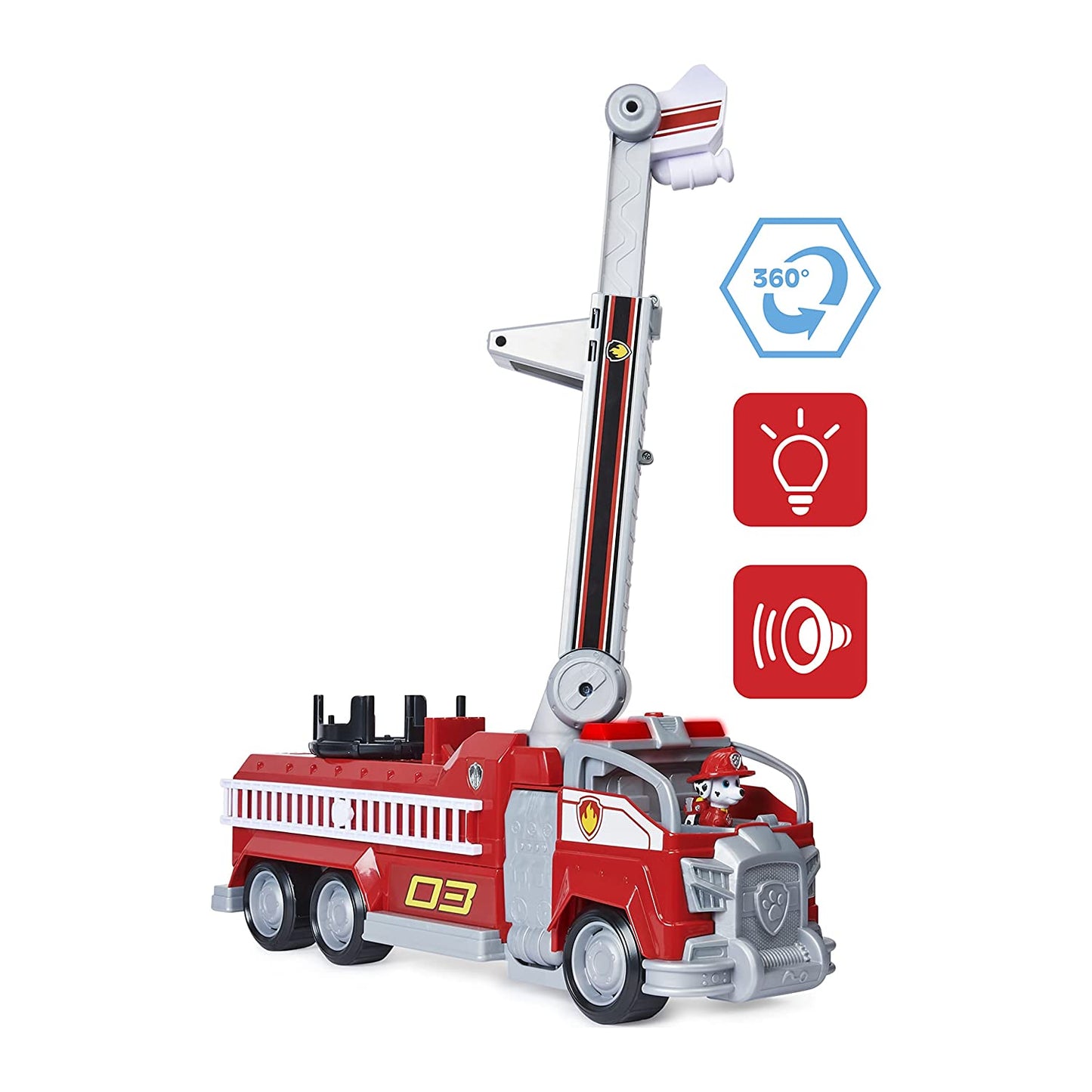Paw Patrol Marshall’s Transforming Movie City Fire Truck with Extending Ladder, Lights, Sounds and Action Figure Toy|Roleplay Toy|Vehicle Set|Best Gift For Kids