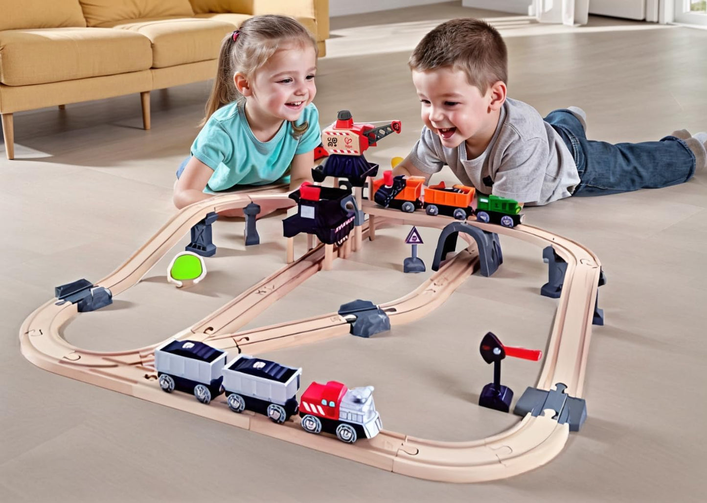 Hape Crane and Cargo Train Set