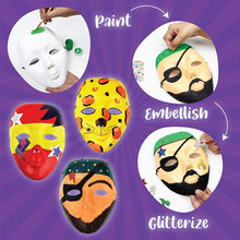 Kalakaram DIY Face Mask Painting Kit: Decorate 3 Fancy Face Masks from The Contents of This kit – White Face Masks, Paints, Cool and Funky Stickers, Paint Brush, Embellishments