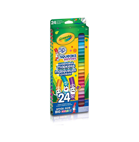 Crayola Pip-Squeaks Skinnies Washable Markers, 24 Count