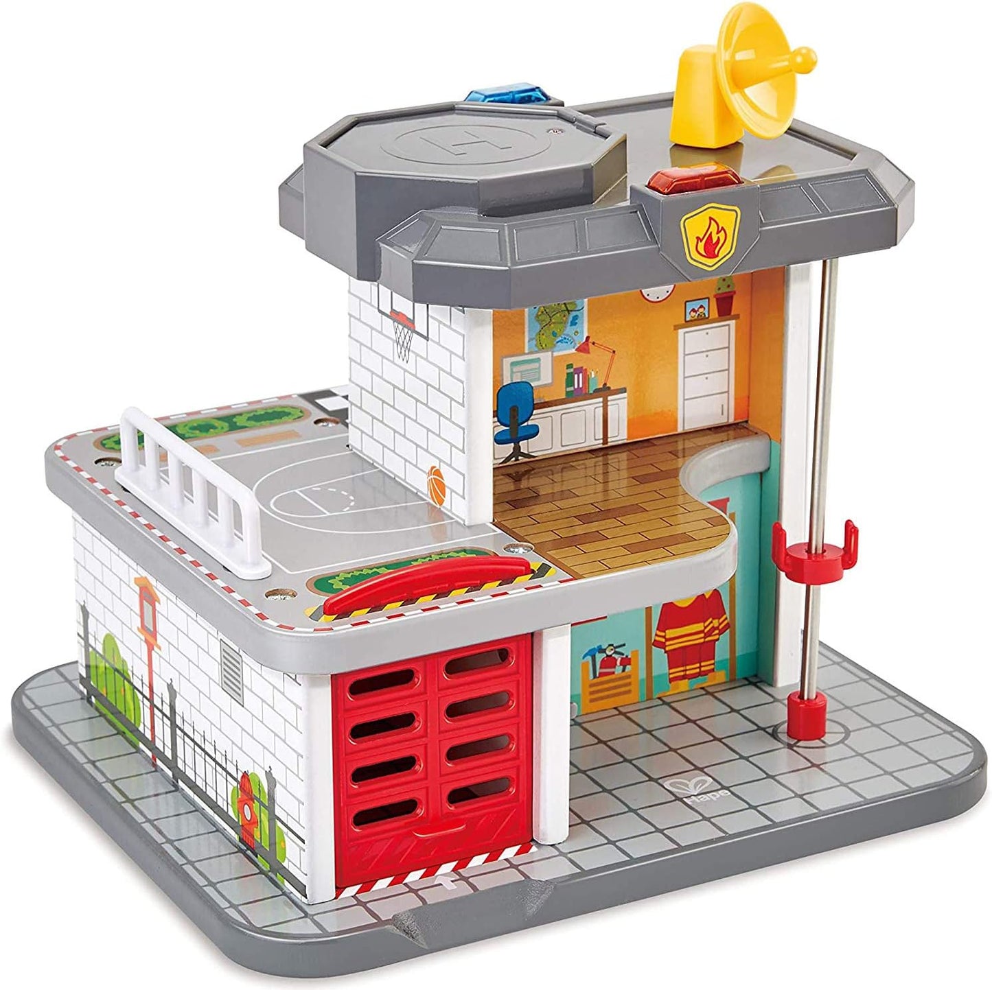Hape Emergency Services HQ | 2-in-1 Police and Fire Station Complete Play Set