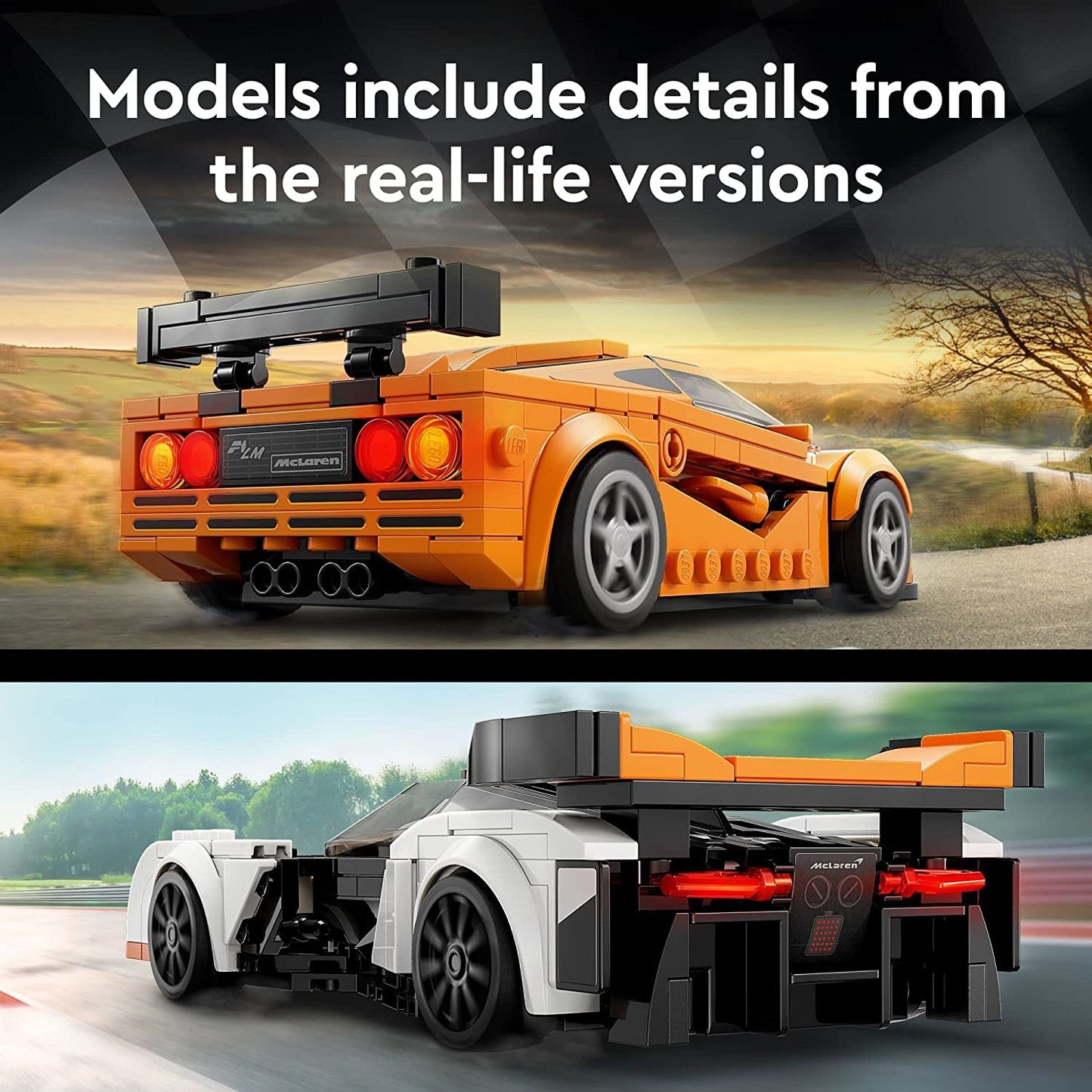 Lego Speed Champions McLaren Solus GT & McLaren F1 LM 76918, 2 Iconic Race Car Toys, Hypercar Model Building Kit, Collectible 2023 Set