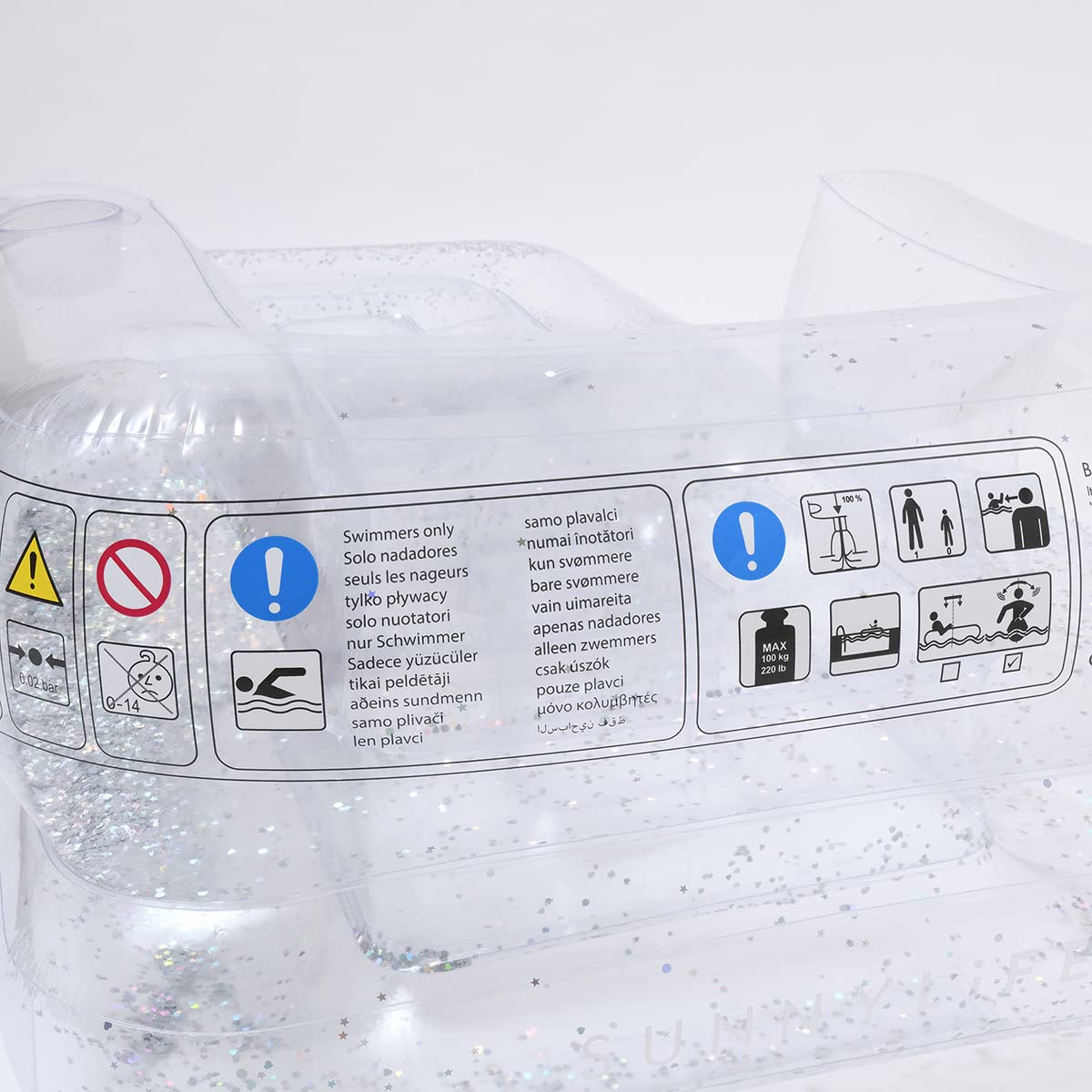 SUNNYLiFE Transparent Color Inflatable Glitter Lilo Chair