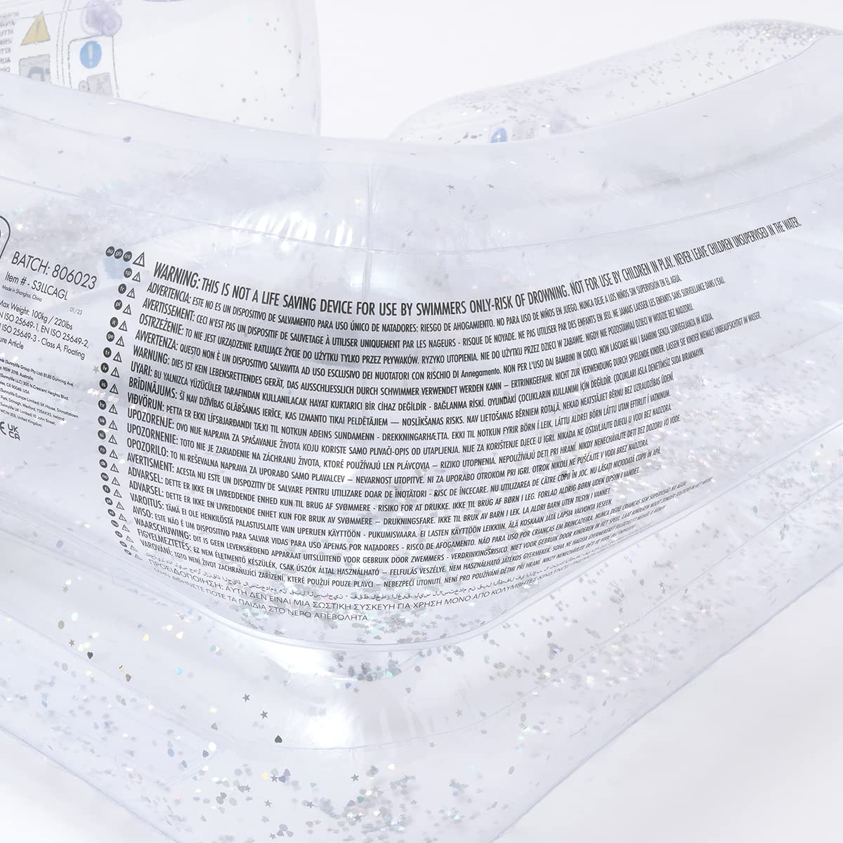 SUNNYLiFE Transparent Color Inflatable Glitter Lilo Chair