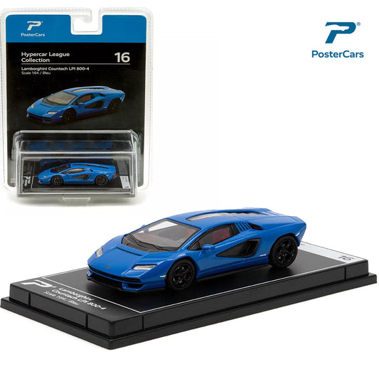 PosterCars 1:64 Lamborghini Countach LPI 800-4 – Blue Edition | Hypercar League Diecast Collector Model