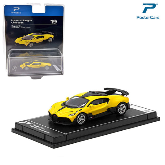 PosterCars 1:64 Bugatti Divo – Yellow Edition | Hypercar League Collection No.19 Premium Diecast Model