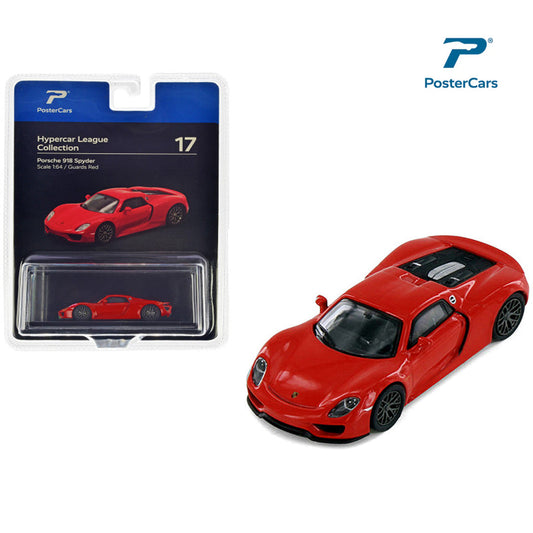 PosterCars 1:64 Porsche 918 Spyder – Guards Red | Hypercar League Collection Diecast Model