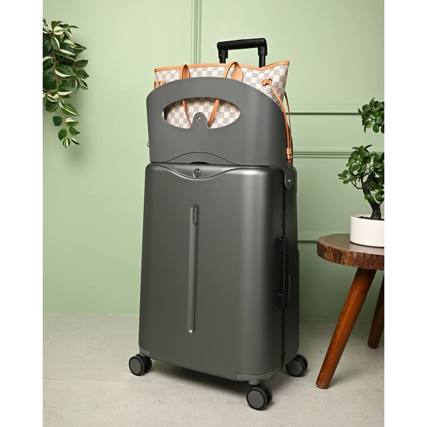 MIAMILY CHARCOAL GREY RIDE-ON TROLLEY CHECK-IN LUGGAGE 24 INCHES