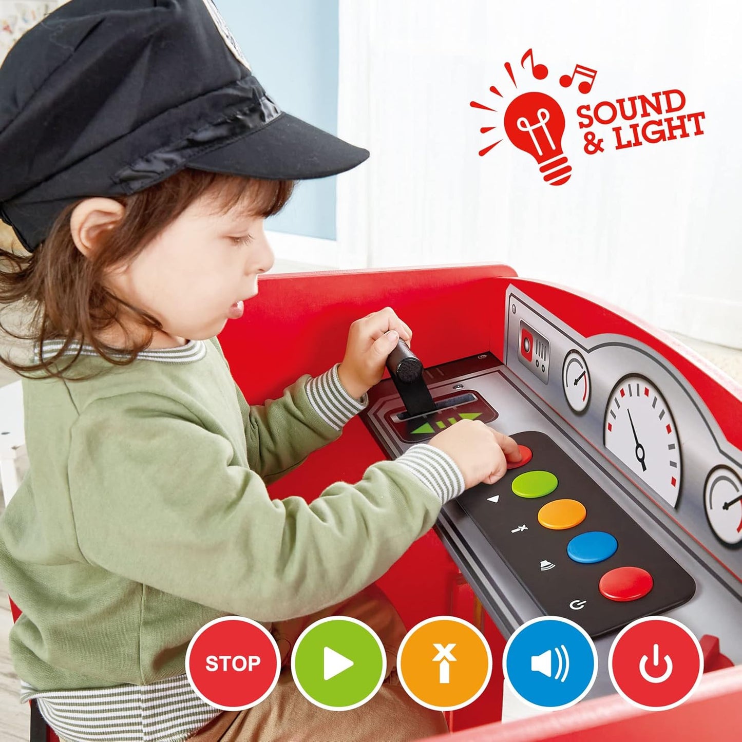 Hape Busy City Rail Set, Ride-On & Foldable Engine Table