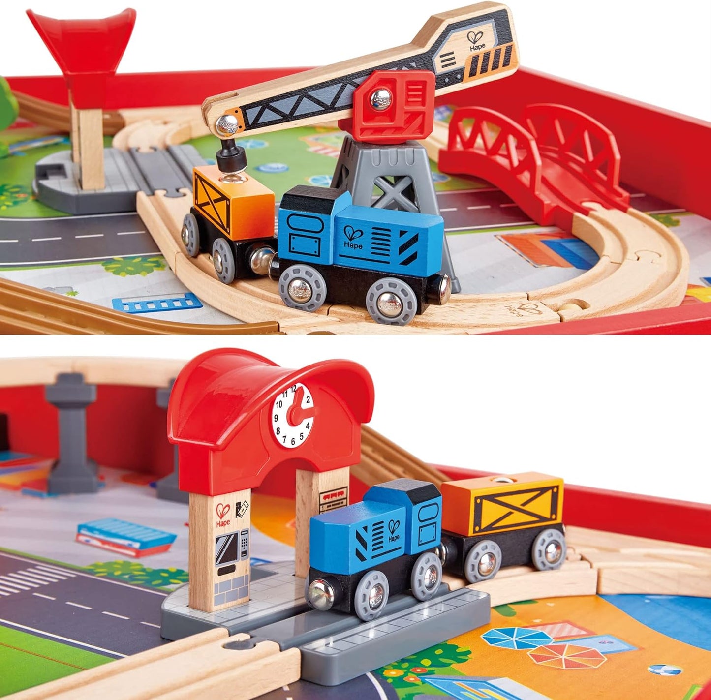 Hape Busy City Rail Set, Ride-On & Foldable Engine Table