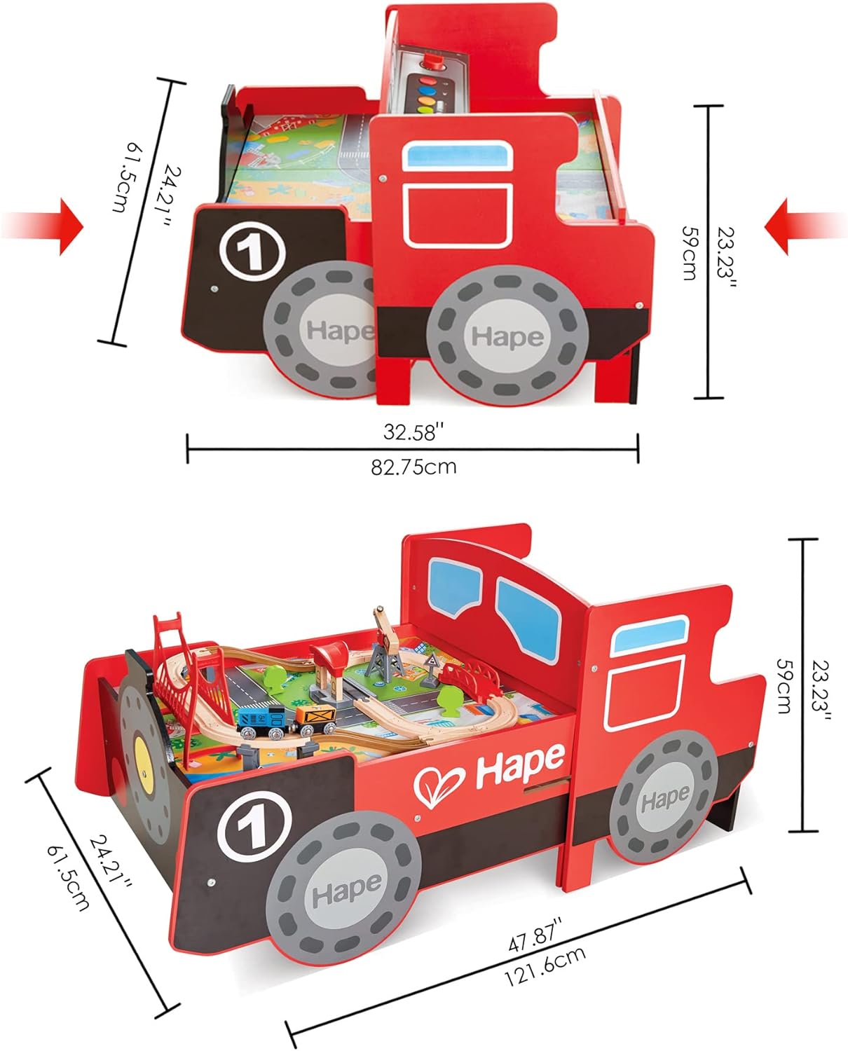 Hape Busy City Rail Set, Ride-On & Foldable Engine Table