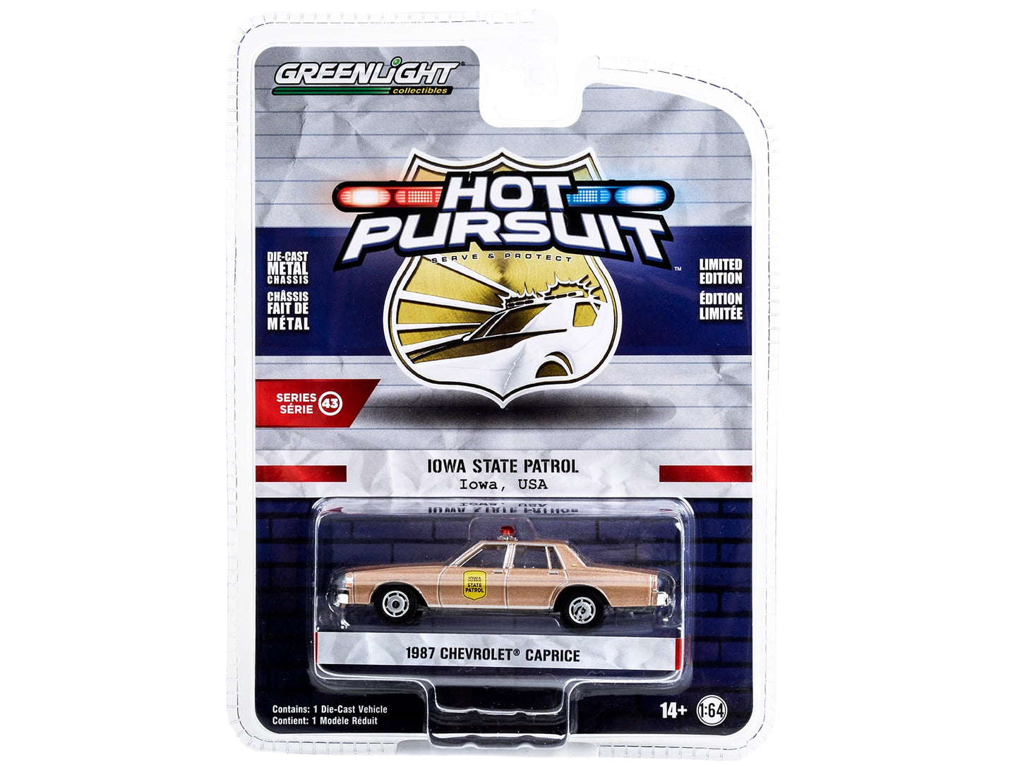 1987 Chevrolet Caprice Beige Metallic Iowa State Patrol Hot Pursuit Series 43 1/64 Diecast Model Car by Greenlight