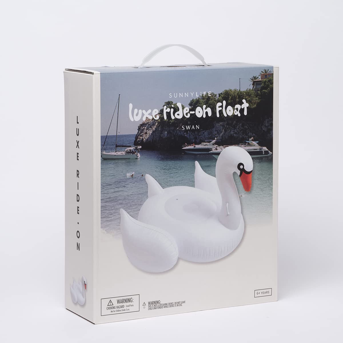 SUNNYLiFE White Color Inflatable Luxe Ride-On Float Swan